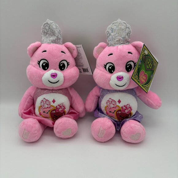 Care Bears x Wicked Fun Size Plush Love-a-Lot Bear as Glinda Pink & Purple Dress - Picture 1 of 2